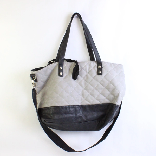 Jessica Simpson Gray and Black Faux Leather PVC Crossbody Shoulder Bag
