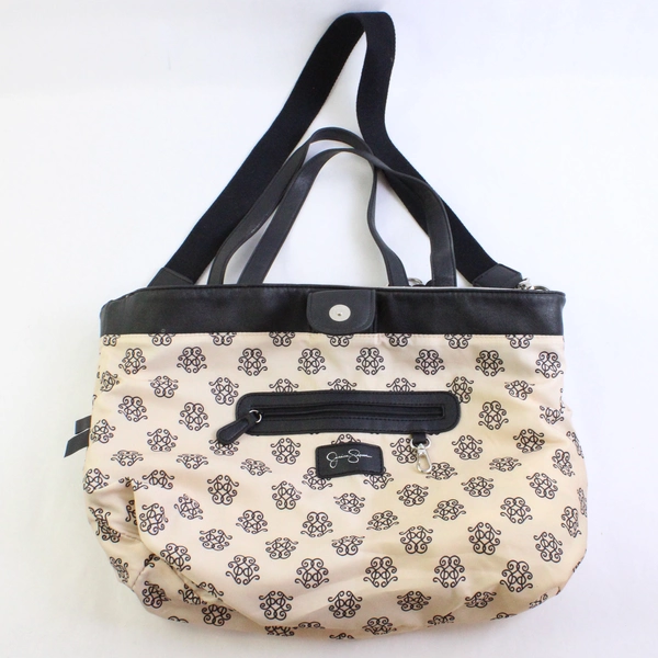 Jessica Simpson Gray and Black Faux Leather PVC Crossbody Shoulder Bag