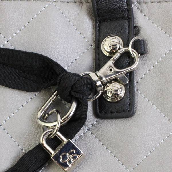 Jessica Simpson Gray and Black Faux Leather PVC Crossbody Shoulder Bag