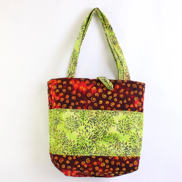 Beachy Tropical Floral Pattern Patchwork Tote Bag