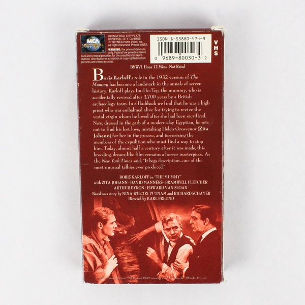 The Mummy VHS Tape 1991 Universal Classic Horror Collection Boris Karloff 1932