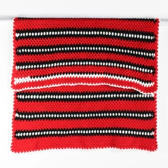 Handmade Red White and Black Crochet Afghan Throw Blanket 44" x 55"