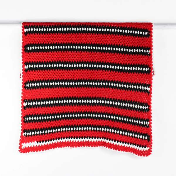 Handmade Red White and Black Crochet Afghan Throw Blanket 44" x 55"