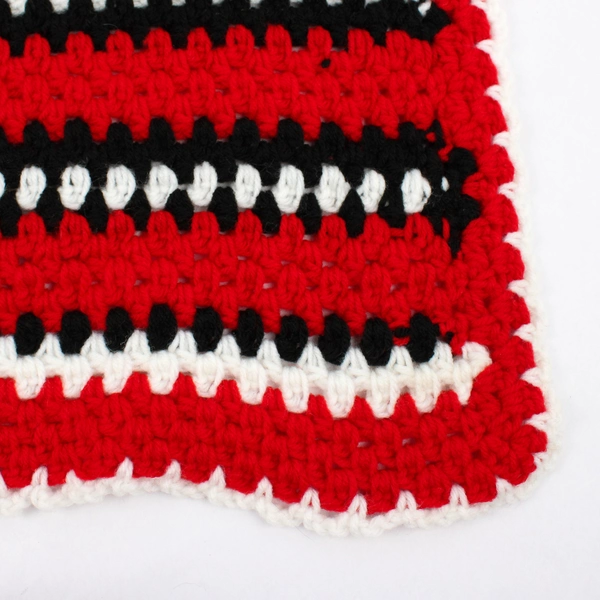 Handmade Red White and Black Crochet Afghan Throw Blanket 44" x 55"