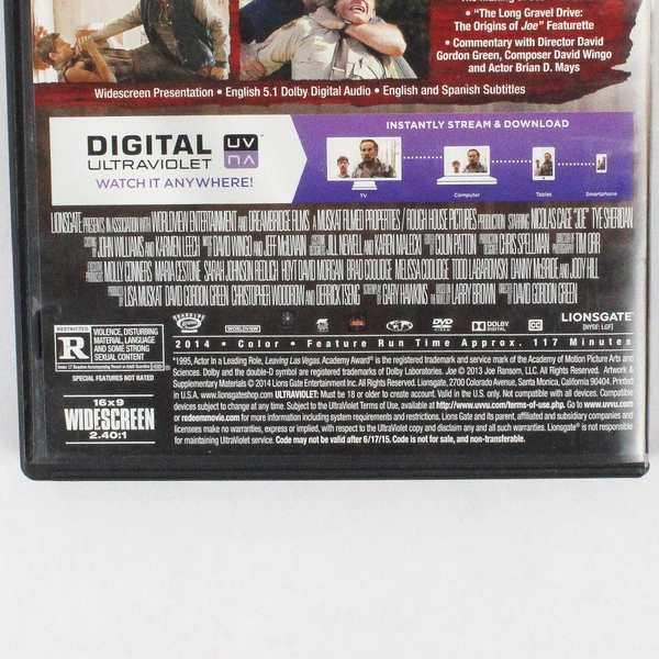 Joe DVD Widescreen 2014 Nicolas Cage
