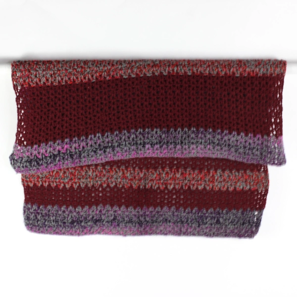 Handmade Red and Purple Crochet Afghan Throw Blanket 36" x 41"