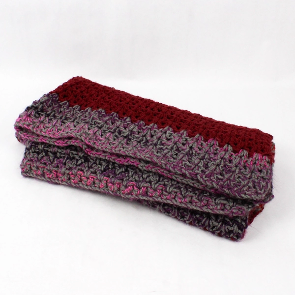 Handmade Red and Purple Crochet Afghan Throw Blanket 36" x 41"