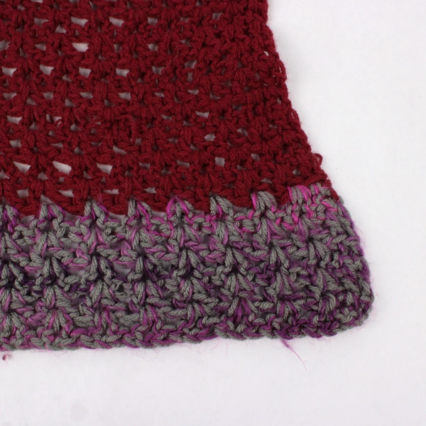 Handmade Red and Purple Crochet Afghan Throw Blanket 36" x 41"