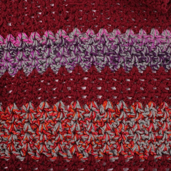 Handmade Red and Purple Crochet Afghan Throw Blanket 36" x 41"