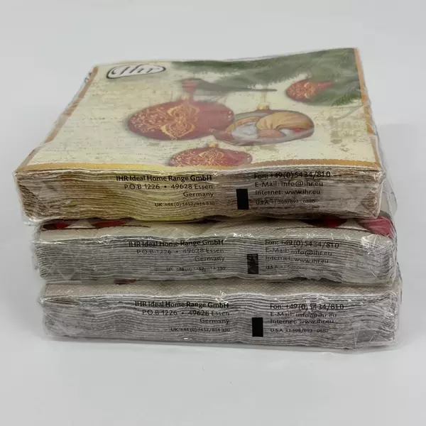 3 Packages Of FSC Debbie Taylor Kerman Christmas Pattern Paper Napkins NIP