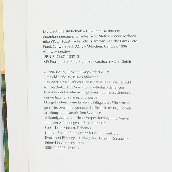 Porzellan Bemalen (German - Painting Porcelain) by Peter Faust 1996 Hardcover