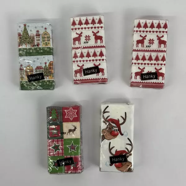5 Packages Of 10 Pep! On Paper Holiday Pattern Tissues Moose Reindeer Stars 