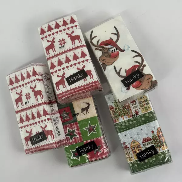 5 Packages Of 10 Pep! On Paper Holiday Pattern Tissues Moose Reindeer Stars 