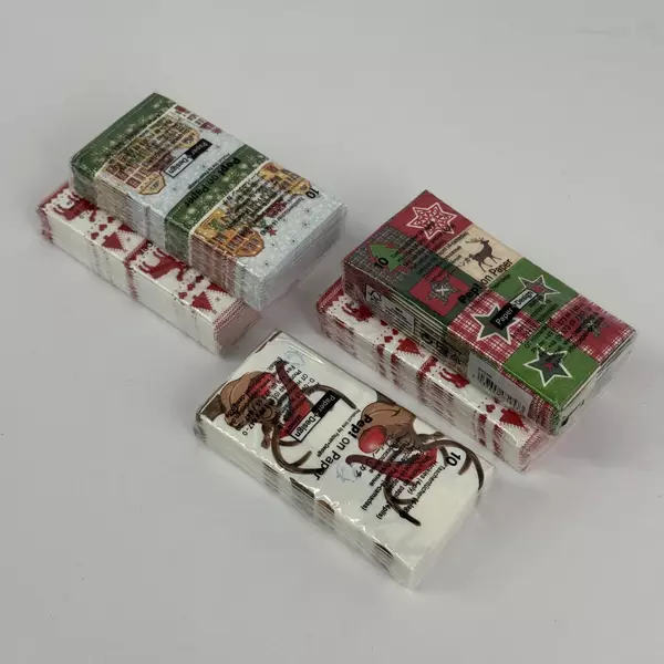 5 Packages Of 10 Pep! On Paper Holiday Pattern Tissues Moose Reindeer Stars 