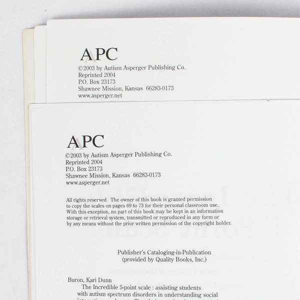 Lot of 2 Incredible 5-Point Scale Assisting Students w/Autism Spectrum 2003 PB 