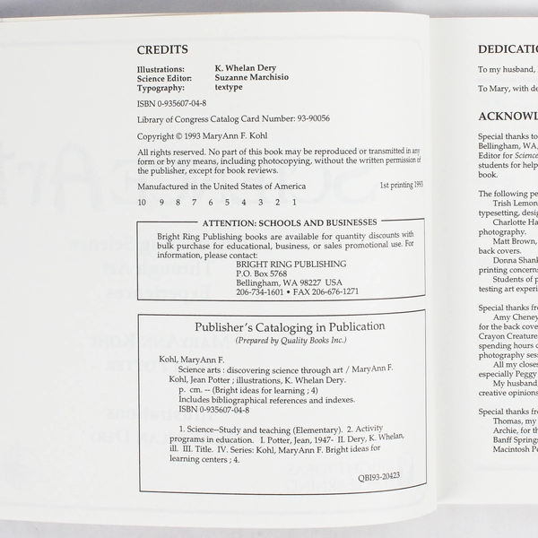 Science Arts: Discovering Science Through Art Experiences MaryAnn Kohl 1993 PB