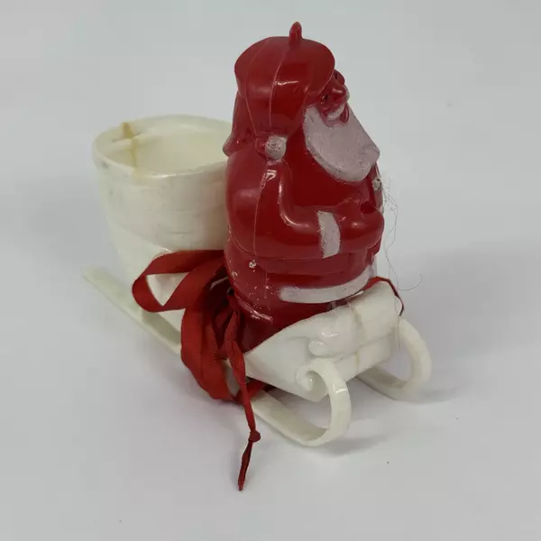 Vtg Hard Plastic Santa In A Sleigh Pulled By Eight Reindeer Planter Candy Dish