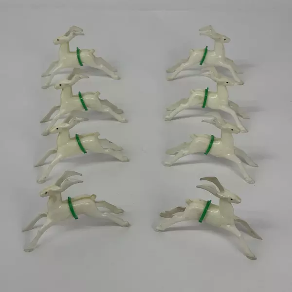 Vtg Hard Plastic Santa In A Sleigh Pulled By Eight Reindeer Planter Candy Dish