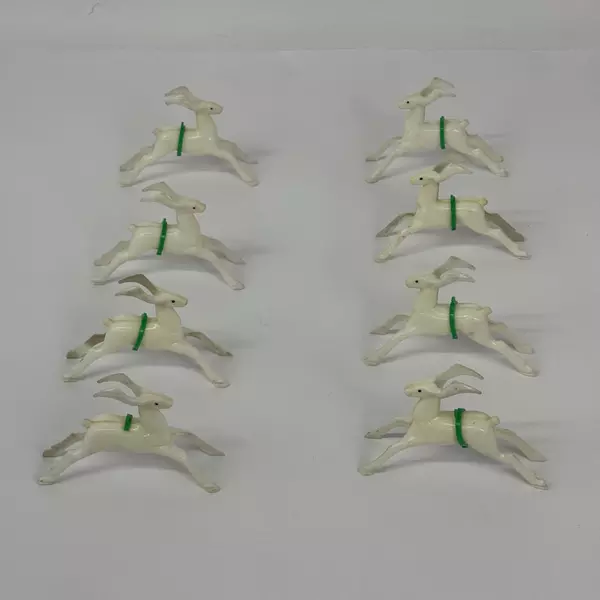 Vtg Hard Plastic Santa In A Sleigh Pulled By Eight Reindeer Planter Candy Dish