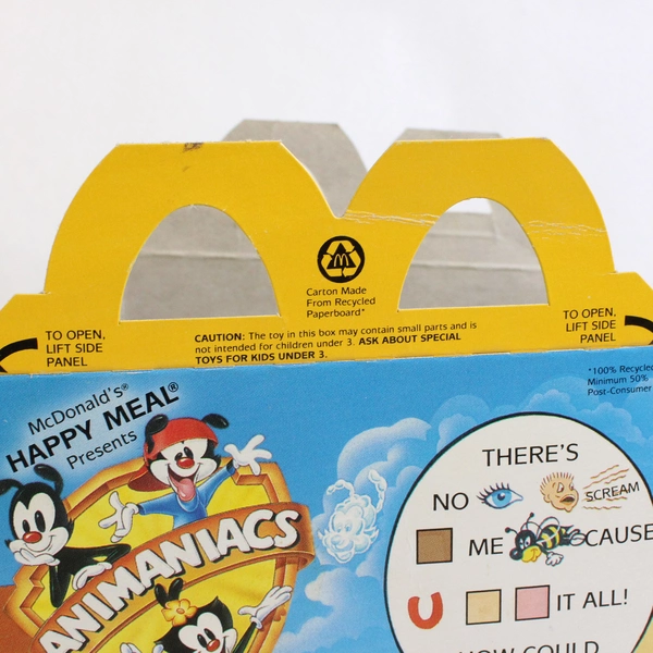 Lot of 3 Vintage 1993 McDonald's Animaniacs Happy Meal Boxes
