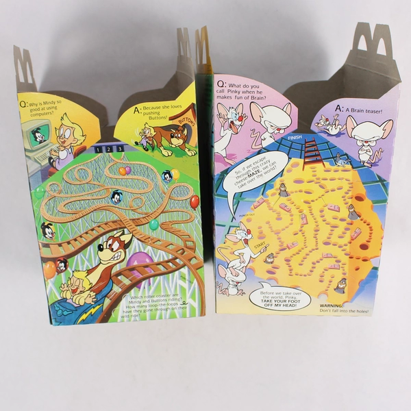 Lot of 2 Vintage 1993 McDonald's Animaniacs Happy Meal Boxes