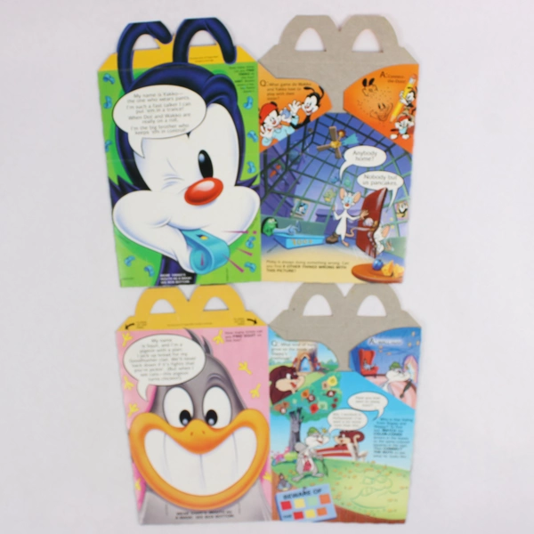 Lot of 2 Vintage 1993 McDonald's Animaniacs Happy Meal Boxes
