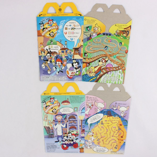Lot of 2 Vintage 1993 McDonald's Animaniacs Happy Meal Boxes