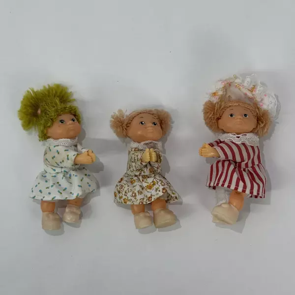 Lot of 3 Vintage 3.5 Inch Plastic Miniature Dolls Toys