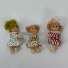 Lot of 3 Vintage 3.5 Inch Plastic Miniature Dolls Toys