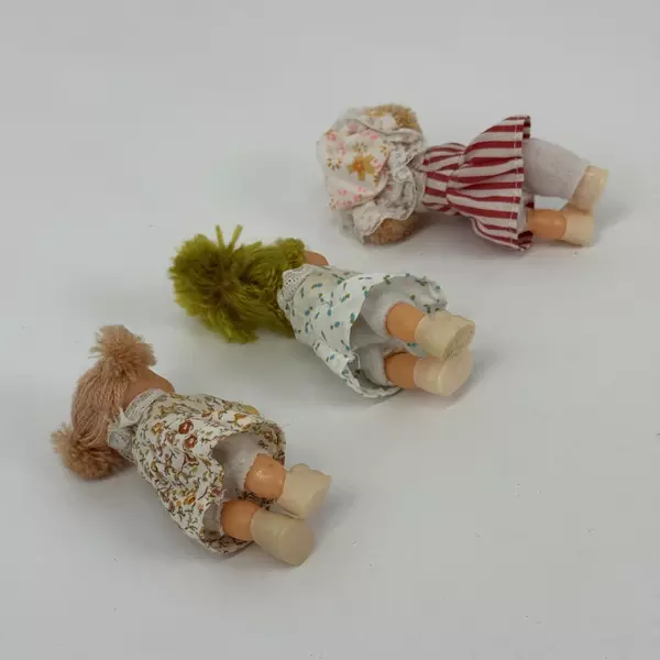 Lot of 3 Vintage 3.5 Inch Plastic Miniature Dolls Toys