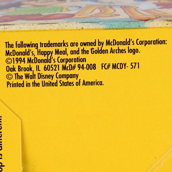 McDonald's Mickey & Friends Epcot '94 Adventure Donald/Daisy Happy Meal Box