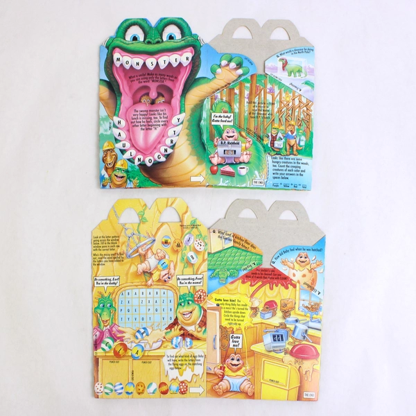 Lot of 2 1992 McDonald's Dino-Motion Dinosaurs Happy Meal Boxes
