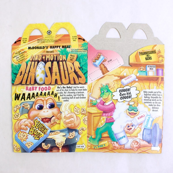 Lot of 2 1992 McDonald's Dino-Motion Dinosaurs Happy Meal Boxes