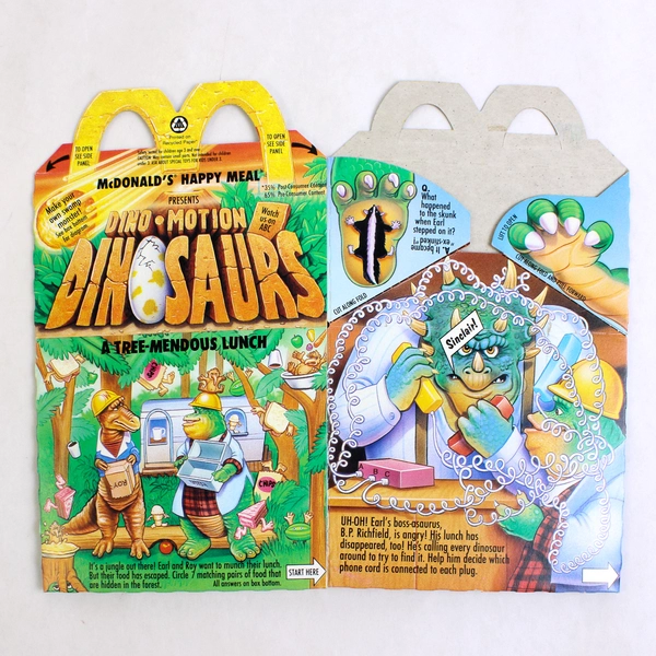 Lot of 2 1992 McDonald's Dino-Motion Dinosaurs Happy Meal Boxes