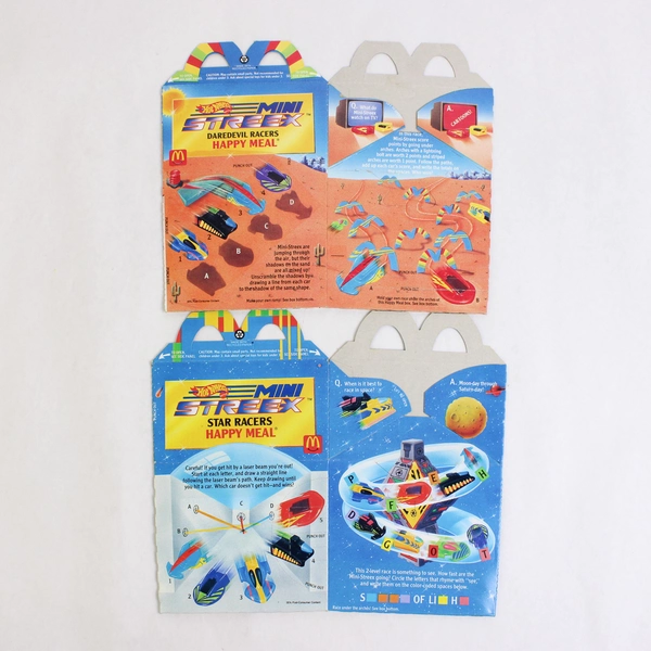 Lot of 2 1992 McDonald's Hot Wheels Happy Meal Boxes 