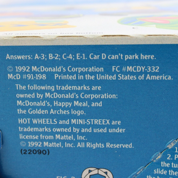 Vintage 1992 McDonald's Hot Wheels Star Racers Happy Meal Box