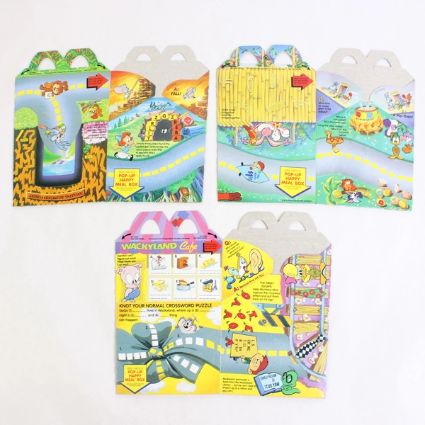 Lot of 3 Vintage 1992 McDonald's Tiny Toon Adventures Happy Meal Boxes