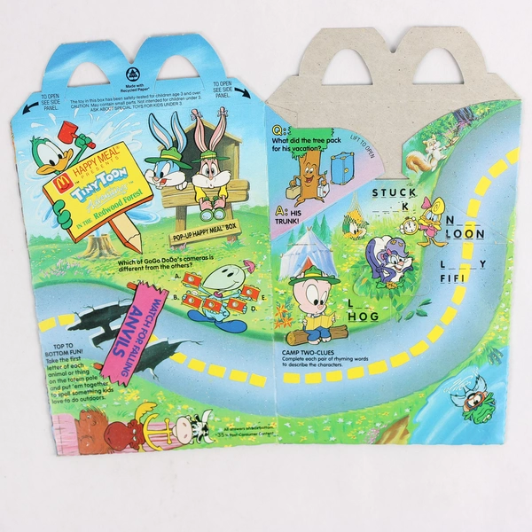 VTG 1992 McDonald's Tiny Toon Adventures In The Redwood Forest Happy Meal Box