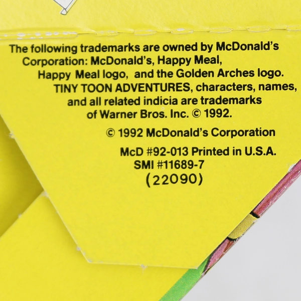 VTG 1992 McDonald's Tiny Toon Adventures In The Redwood Forest Happy Meal Box