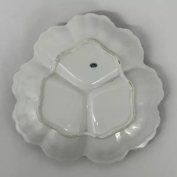 3-Section Divided Holly & Berry Relish Dish With Handle