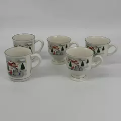5 Sango Silent Night Coffee Mug 3 Footed And 2 Flat Bottom