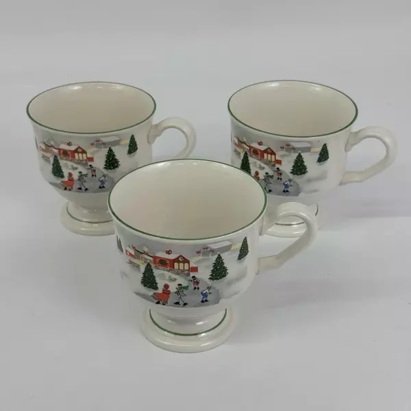 5 Sango Silent Night Coffee Mug 3 Footed And 2 Flat Bottom