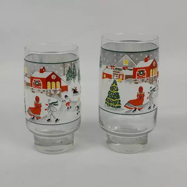Set Of 2 Sango Silent Night Glass Tumblers 12 and 14 Ounce