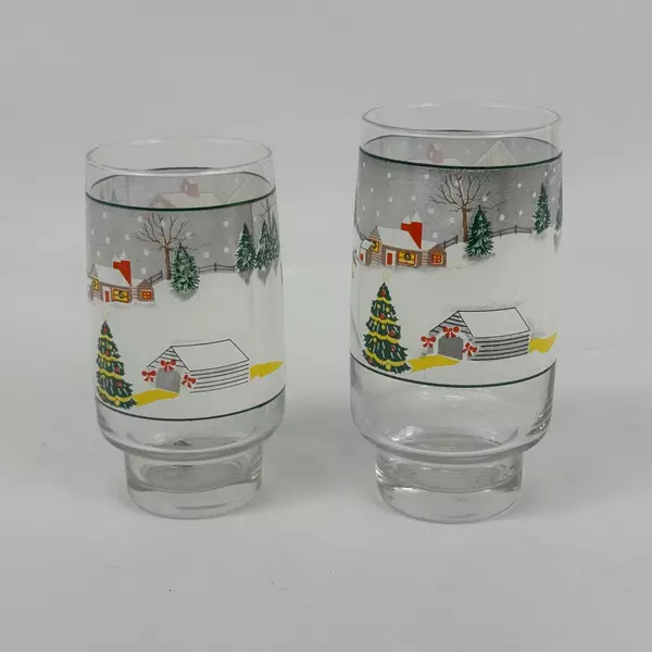 Set Of 2 Sango Silent Night Glass Tumblers 12 and 14 Ounce