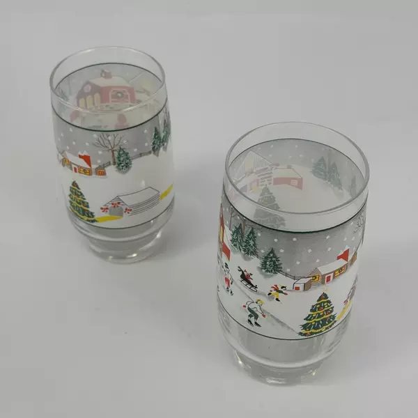 Set Of 2 Sango Silent Night Glass Tumblers 12 and 14 Ounce