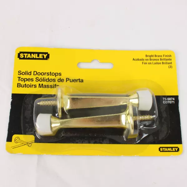 Stanley Solid Heavy Duty Door Stopper Brass Doorstop Prevents Wall Damage