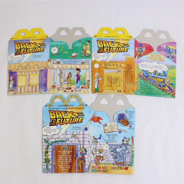 Lot of 3 Vintage 1991 McDonald's Back To The Future Happy Meal Boxes