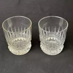 Set of 2 Cut Crystal Old Fashioned Glasses Flower or Starburst Bottom