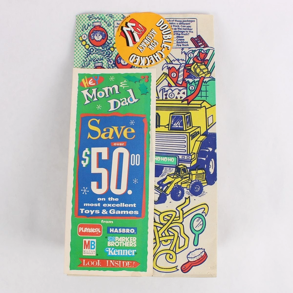 Lot of 7 Christmas 1992 McDonald's Cabbage Patch Kids and Tonka Happy Meal Bags