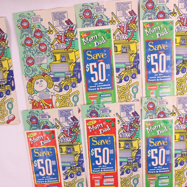 Lot of 7 Christmas 1992 McDonald's Cabbage Patch Kids and Tonka Happy Meal Bags